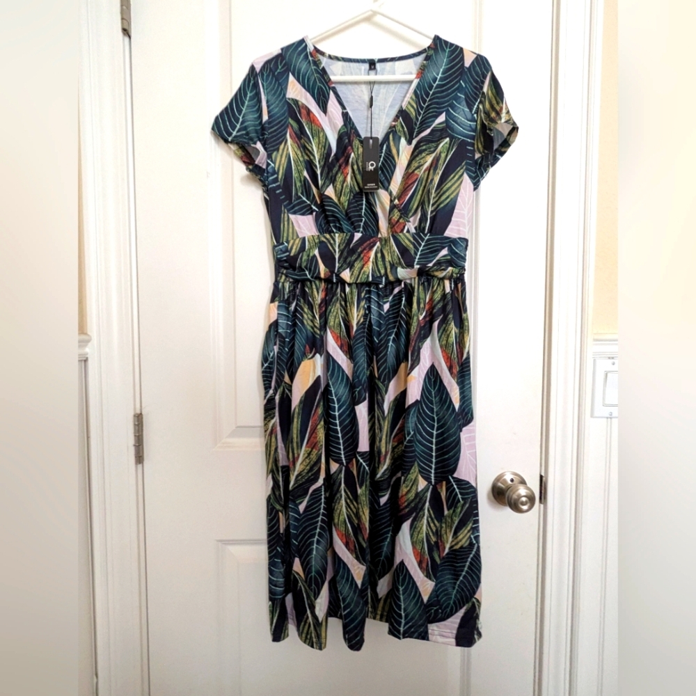 Green leafy dress